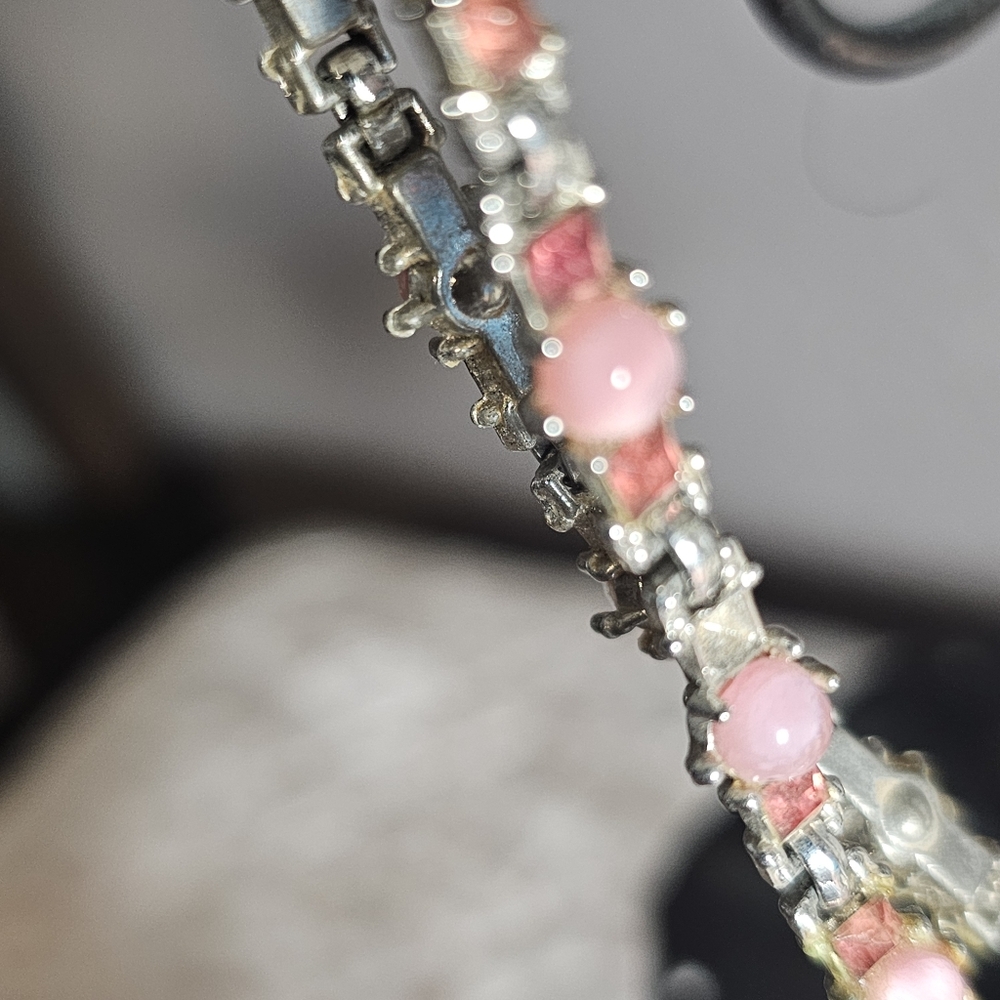 Romantic Vintage Style Pink Stone Neclace - Picture 3 of 5